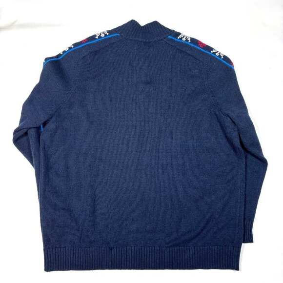 Lands End Wool Blend Fair Isle Nordic Snowflake 1/4 Button Knit Sweater Mens XL - Picture 11 of 11